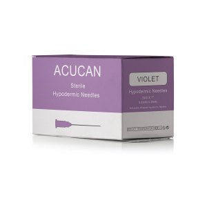 Acucan 24G X 1" Violet Hypodermic Needle Box