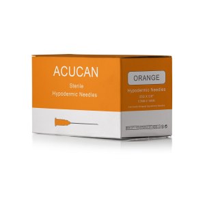 Acucan 25G X ⅝" ( 0.5mm x 16mm ) Orange Hypodermic Needle Box
